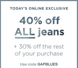 GAP Canada: 40% off All Jeans
