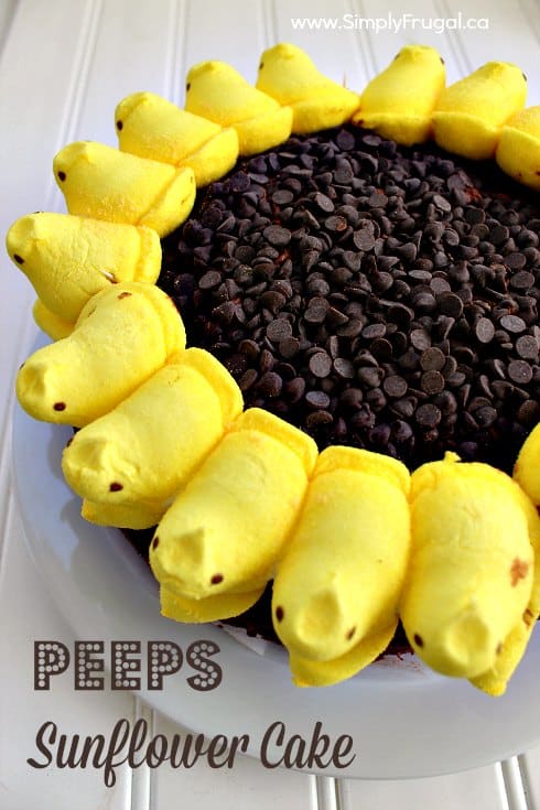 peeps sunflower cake