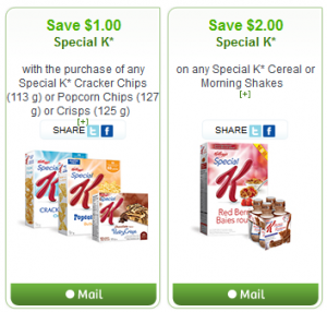 New Kellogg's Special K Coupons from Websaver