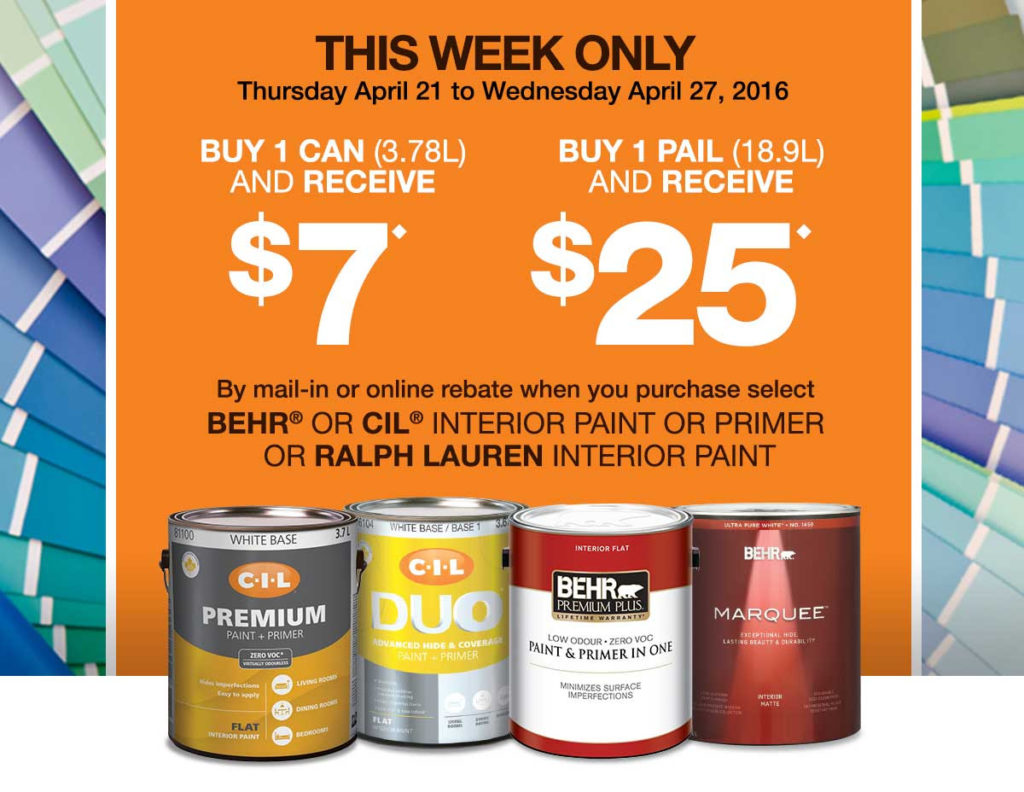 Home Depot Canada: Get up to $25 Back by Rebate When you Buy Paint -