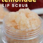 This easy homemade strawberry lemonade lip scrub smells amazing and helps lips feel silky smooth.