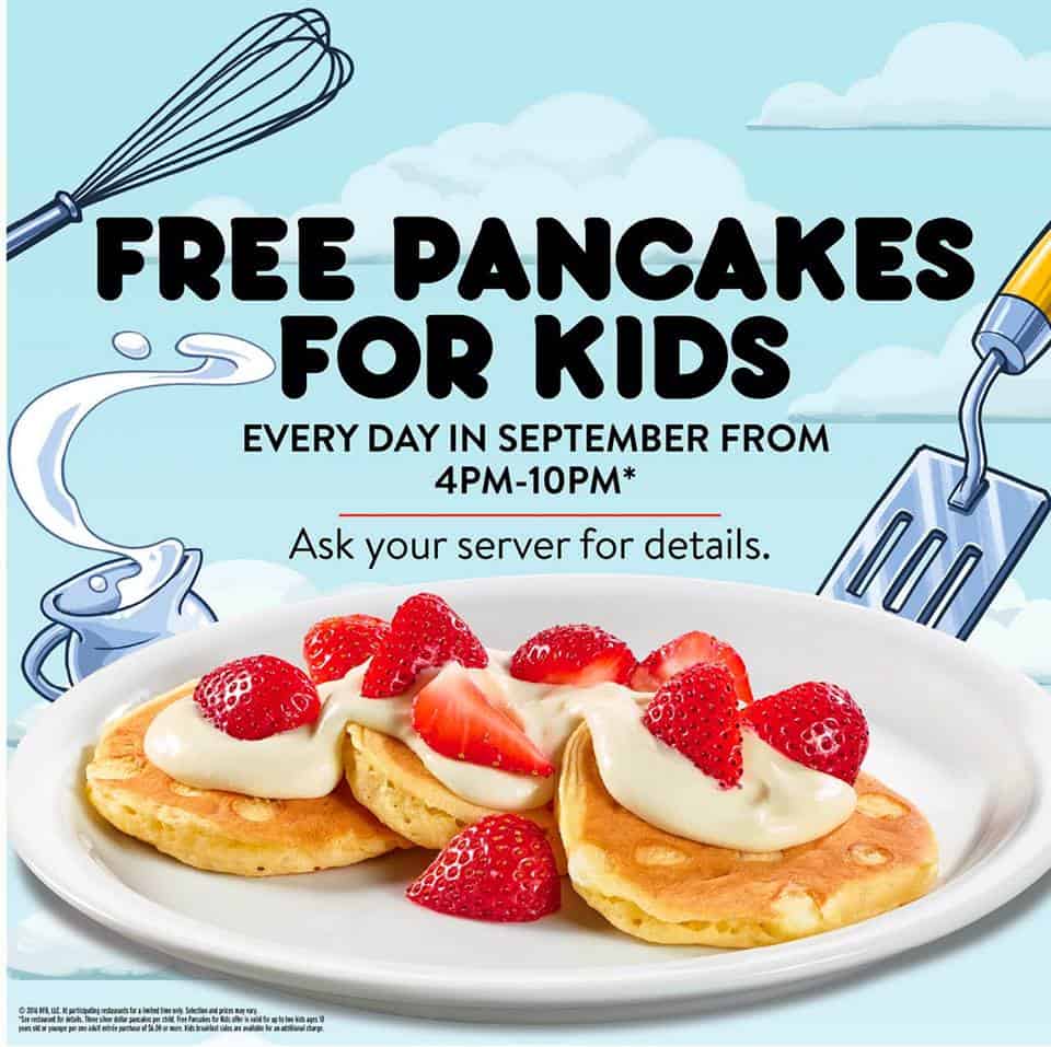 Denny's Free Pancakes for Kids Every Day in September