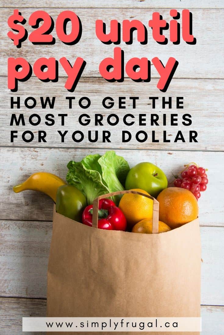 Only have $20 left until pay day but still have grocery shopping to do? I love these tips for stretching the grocery budget as far as you can! Only have $20 left until pay day but still have grocery shopping to do? I love these tips for stretching the grocery budget as far as you can!