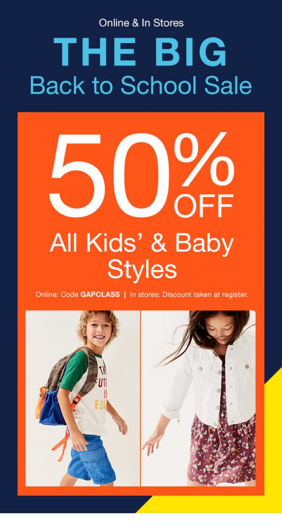 GAP Kids & Baby Sale 50 off