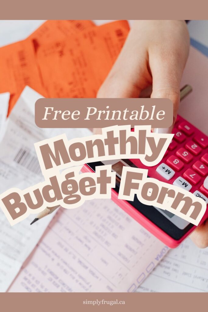 monthly budget form